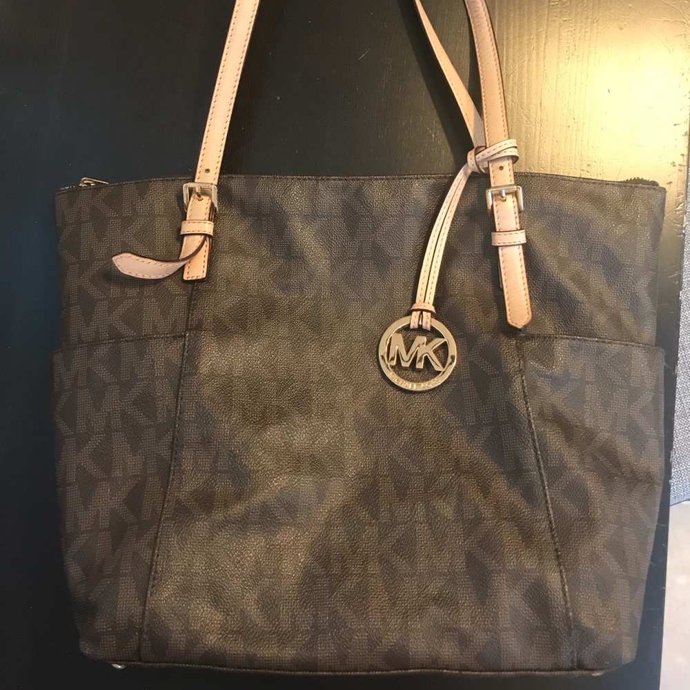 Michael Kors MK brown tote handbag